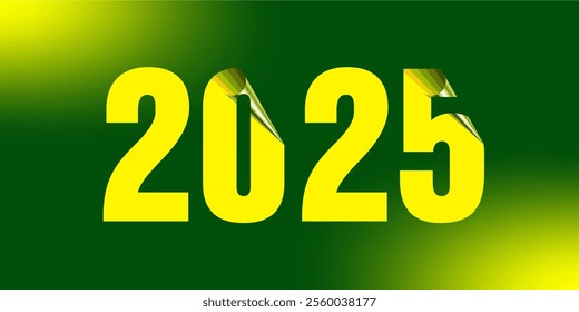 Happy New Year 2025 Greeting Green Vector illustration, Festive pattern with Brazil flag concept on colour background, festive sparkle of tinsel texture in holiday design background.