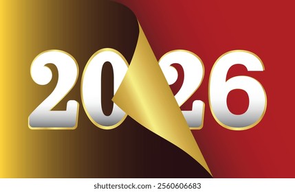 Happy New Year 2025 greeting card design template. End of 2024 and beginning of 2025. The concept of the beginning of the New Year. The calendar page turns over and the new year begins.