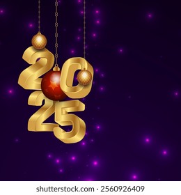 Happy new year 2025 greeting card with stylish golden text vector