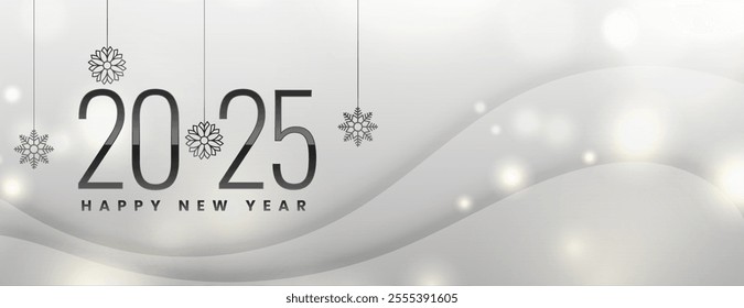 happy new year 2025 grey wallpaper for social media post vector