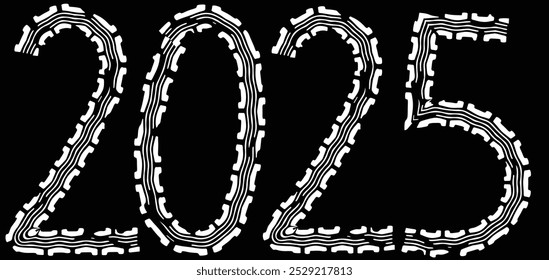 Happy New Year 2025 Grunge .Black and white. Urban Vector Texture Template. Dark Messy Dust Overlay Distress Background. Easy To Create Abstract Dotted, Scratchedg