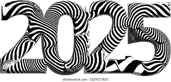 Happy New Year 2025 Grunge .Black and white. Urban Vector Texture Template. Dark Messy Dust Overlay Distress Background. Easy To Create Abstract Dotted, Scratchedg