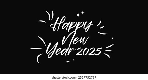 feliz ano novo 2025 design de escrita à mão