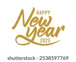 Happy New Year 2025 handwriting design on white background