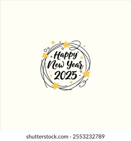 Happy New Year 2025 handwriting design vector design, Lettering design for greeting banners