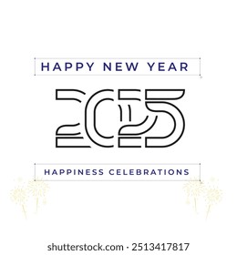 Happy New Year 2025 Happiness Celebration Vector Template Design Illustration