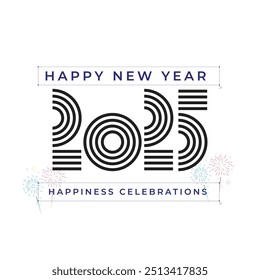 Happy New Year 2025 Happiness Celebration Vector Template Design Illustration