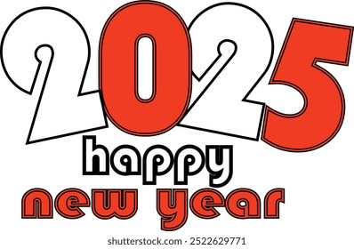 Happy New Year 2025 Holiday Vector Typography Image