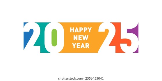 Happy new year 2025, horizontal banner. Cover of business diary for 2025 with wishes. Brochure or calendar cover vector design template.