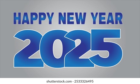 Happy New Year 2025 illustration text design. New year 2025 celebration text 