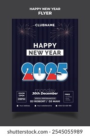 happy New Year 2025 Invitation Party Flyer Template Design
