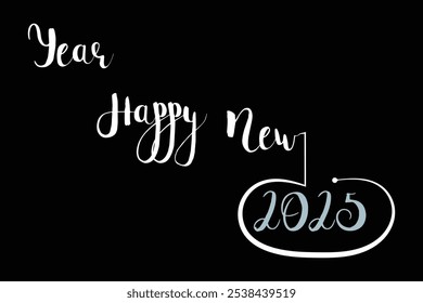 Happy new year. 2025  New Year isolated background. Celebration New Year's Eve. New year 2025 Calligraphy. 