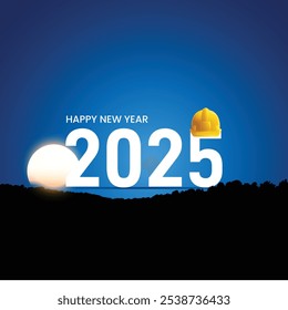 Happy New Year 2025 labour and construction engineering concept banner, poster, social media post, background, template, ad, greetings card, cover design etc. 