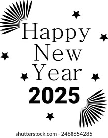 Happy New Year 2025 - Lettering design for greeting banners, Prints, Cards and Posters, Mugs, Notebooks, Floor Pillows and T-shirt prints.