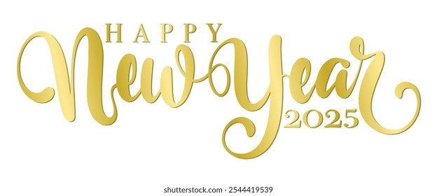 Happy New Year 2025 Lettering text vector eps