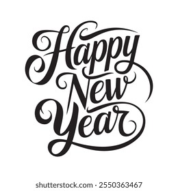 Happy New Year 2025 - Lettering design for greeting banners, Mouse Pads, Prints, Cards and Posters, Mugs, Notebooks, Floor Pillows and T-shirt prints design.