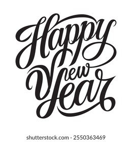 Happy New Year 2025 - Lettering design for greeting banners, Mouse Pads, Prints, Cards and Posters, Mugs, Notebooks, Floor Pillows and T-shirt prints design.