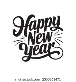 Happy New Year 2025 - Lettering design for greeting banners, Mouse Pads, Prints, Cards and Posters, Mugs, Notebooks, Floor Pillows and T-shirt prints design.