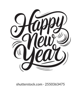 Happy New Year 2025 - Lettering design for greeting banners, Mouse Pads, Prints, Cards and Posters, Mugs, Notebooks, Floor Pillows and T-shirt prints design.