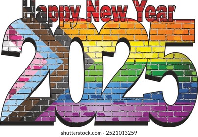 Happy New Year 2025 with LGBTQ+ flag - Illustration,
2025 HAPPY NEW YEAR NUMERALS