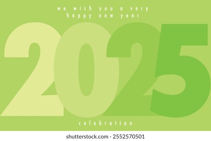 Feliz año nuevo 2025 color monocromo verde lima. Feliz año nuevo 2025 diseño de texto. La Plantilla del diario de negocios para 2025 Feliz año nuevo.