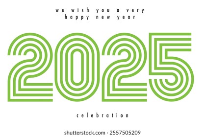 happy new year 2025 lime green  color with white color background. happy new year 2025 text design. the template of business diary for 2025 happy new year.