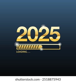 Happy new year 2025 Loading design vector. Happy new 2025 year with loading background vector design image
