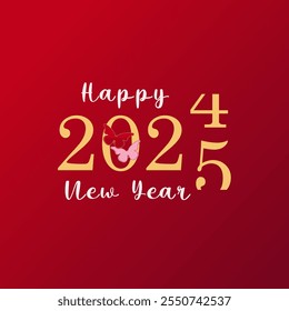 Feliz Ano Novo 2025 está carregando estilo bonito com borboletas conceito