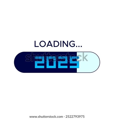 Happy New Year 2025 is loading or coming new year 2025 is loading Loading bar concept vector graphic or illustration Loading bar graphic design New year 2025 is coming
