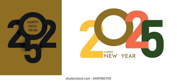 Happy New Year 2025 logo text design. 2025 number design template. Happy New Year 2025 symbol.	