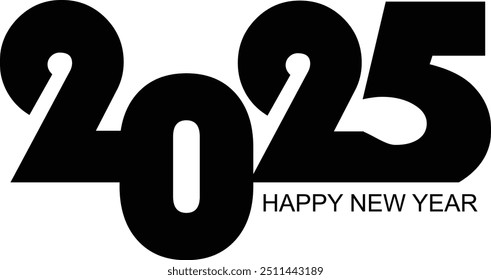 Happy new year 2025 logo design, New year 2025, vector text