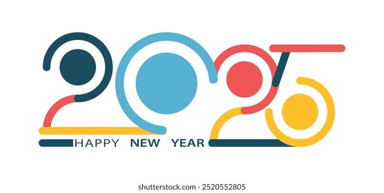 Feliz año Nuevo 2025 diseño de texto de logotipo. Plantilla de diseño de números de 2025. Símbolo de Feliz Año Nuevo 2025.	