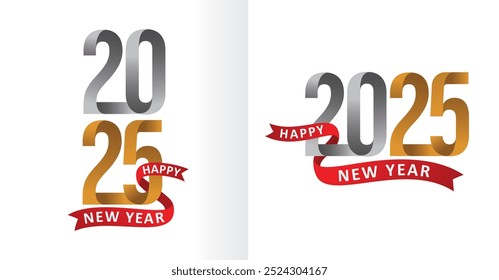 happy new year 2025 logo text design
