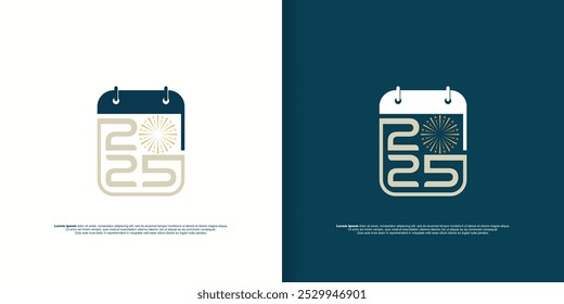 Happy New Year 2025 logo text design. end of year celebration