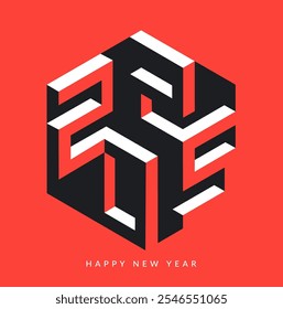 Happy new year 2025 logo text design. Typography logo design template 2025. Minimalistic backgrounds for branding, banner, cover, postcard. Vector illustration.