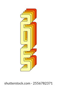 Happy New Year 2025 logo text design with 3d isometric effect and rainbow patterns.