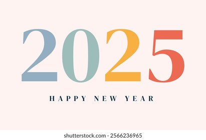 Happy New Year 2025 logo design. Stylish text vector illustration for New Year celebration, perfect for banners, posters, and festive greetings.