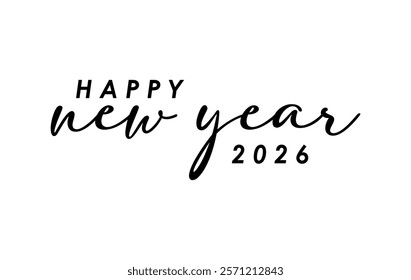 Happy New Year 2025 logo. Calligraphy handwritten design New Year 2025 Black.