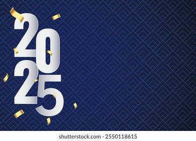 Feliz año Nuevo 2025 Plantilla de diseño de sombra larga. Diseño moderno para calendarios, invitaciones, tarjetas de felicitación, Días festivos, volantes o estampados.