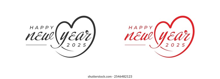 Feliz año Nuevo 2025, 2025 Love Logo Design. 2025 Feliz Año Nuevo Diseño de Logo. Vector, Editable 2025 Diseño de Logo