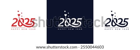 Happy new year 2025 Loves Logo Design. Premium love shape 2025 new year vector logo design. Love, loves, 2025 editable design