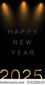 Happy New Year 2025, luxurious colorful background, for posters, invitations, or digital greetings