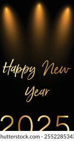 Happy New Year 2025, luxurious colorful background, for posters, invitations, or digital greetings