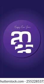 Happy New Year 2025, luxurious colorful background, for posters, invitations, or digital greetings