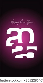 Happy New Year 2025, luxurious colorful background, for posters, invitations, or digital greetings