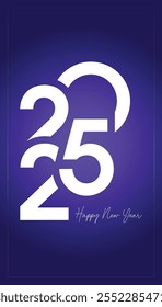 Happy New Year 2025, luxurious colorful background, for posters, invitations, or digital greetings