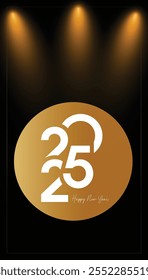 Happy New Year 2025, luxurious colorful background, for posters, invitations, or digital greetings