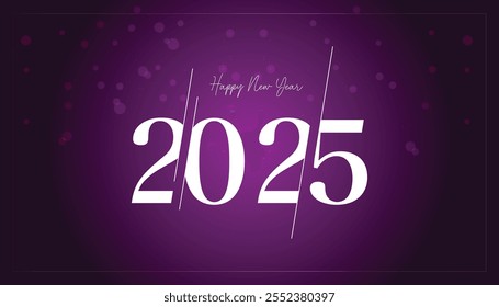 Een levendig en feestelijk nieuwjaarsontwerp uit 2025 met een gradiënt, gedurfde typografie van 