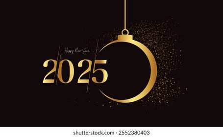 Un diseño vibrante y festivo de la celebración del Nuevo Año 2025 con gradiente, tipografía audaz "2025" y una mezcla dinámica de tonos dorados y azules de medianoche. Para carteles, invitaciones o saludos digitales