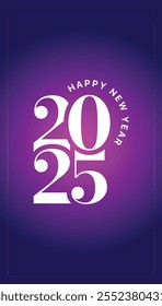 Happy New Year 2025, luxurious colorful background, for posters, invitations, or digital greetings